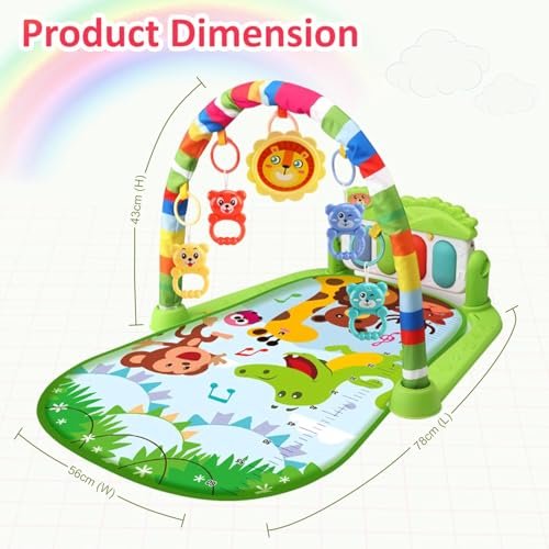 VANANAILS Baby Gyms Play Mats - Baby Play Mat, Play Matt for Baby for Newborn Toddler Baby, Musical Activity Center Kick & Play Piano Gym, Activity Center for Babies and Toddlers (Green)