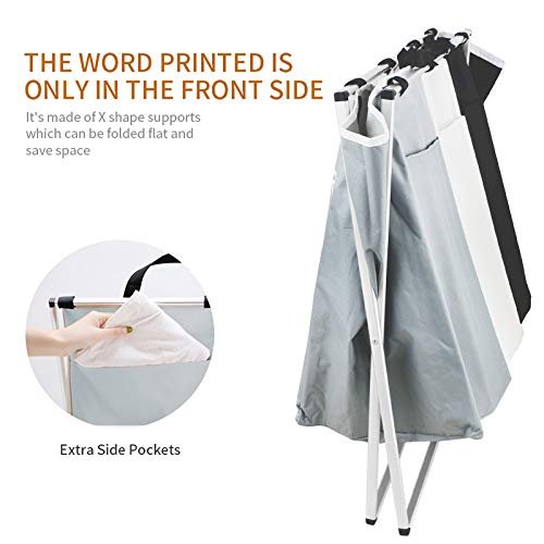 Nicesail 3 Section Laundry Basket Printed Dark Light Color, Foldable Hamper/Sorter with Waterproof Oxford Bags and Aluminum Frame, Washing Clothes Storage for Home, Dormitary