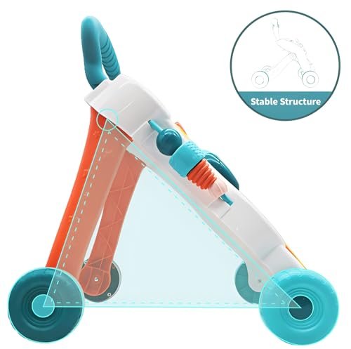 U HOOME 3 in 1 Baby Walker, Baby Push Walker for girls boys, Sit to Stand up Learning Walkers with drawing board, Infant Musical Activity Center for12 to 36 months