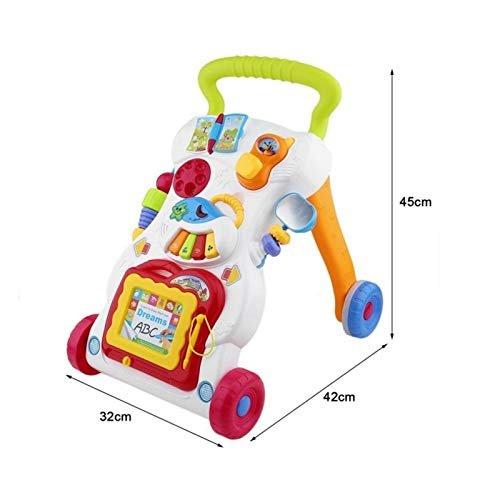 YOUPIN Baby Walker Multifunction Infant Stand-to-Sit Toddler Four Wheels Trolley Kids Learning Walking Toddler Toys Piano Drawing Gift (Color : With box)