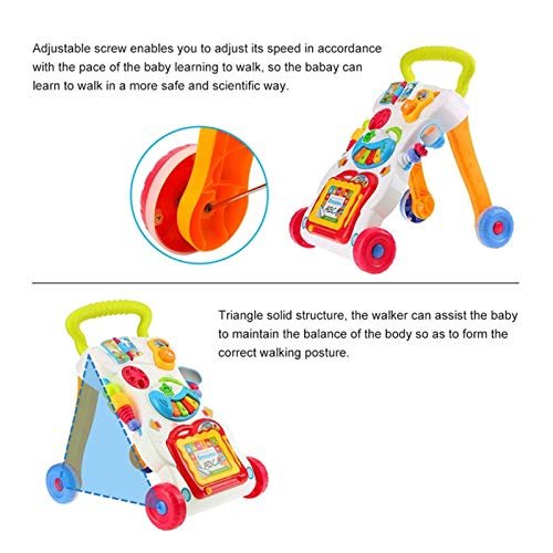 YOUPIN Baby Walker Multifunction Infant Stand-to-Sit Toddler Four Wheels Trolley Kids Learning Walking Toddler Toys Piano Drawing Gift (Color : With box)