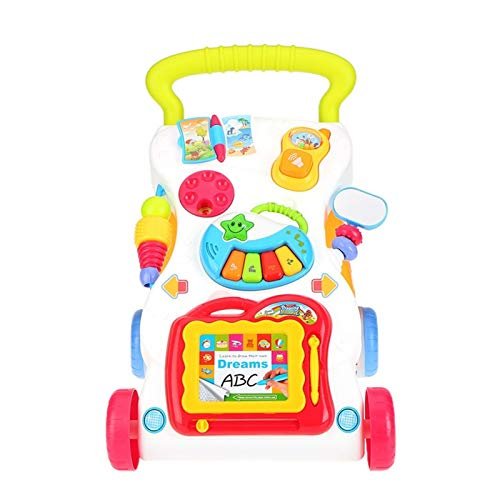 YOUPIN Baby Walker Multifunction Infant Stand-to-Sit Toddler Four Wheels Trolley Kids Learning Walking Toddler Toys Piano Drawing Gift (Color : With box)