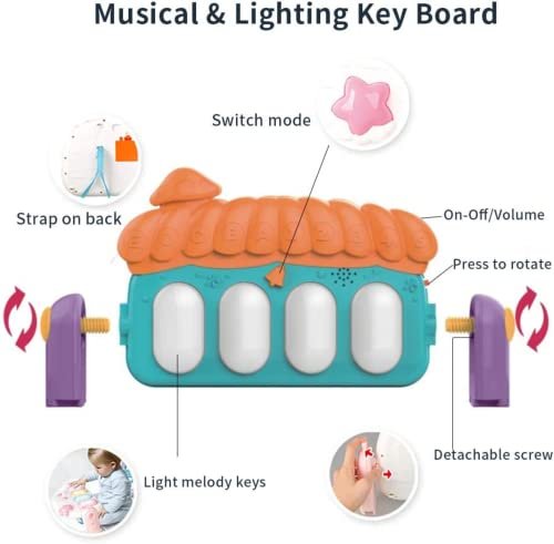 LILIIY Baby Activity Gym Kick and Play Piano Mat Center With Melodies Rattle Musical Toy for Infant Toddler Boy Girl 0-36 Months