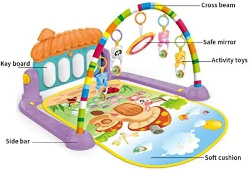 LILIIY Baby Activity Gym Kick and Play Piano Mat Center With Melodies Rattle Musical Toy for Infant Toddler Boy Girl 0-36 Months