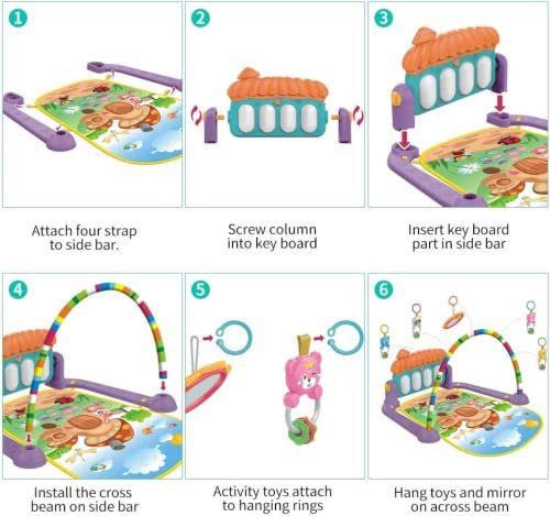 LILIIY Baby Activity Gym Kick and Play Piano Mat Center With Melodies Rattle Musical Toy for Infant Toddler Boy Girl 0-36 Months