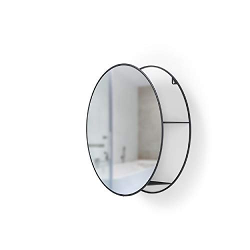Umbra Cirko Mirror & Storage Unit, Vanity Mirror, Bathroom Mirror, Wall Mirror, Entryway Organizer