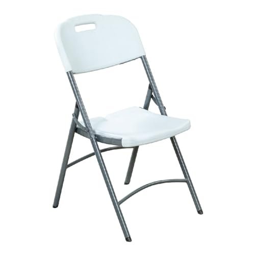 Living Accents 1-Seater Durable and Lightweight Armless Blow Mold Folding Chair White