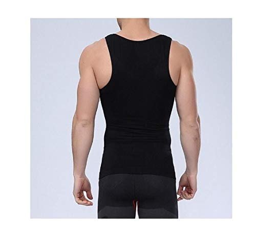 Men Corset Body Slimming Tummy Shaper Vest Belly Waist Girdle Shirt Shapewear Underwear, S - Black