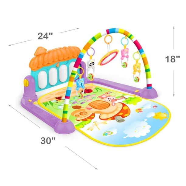 Amitasha Musical Baby Gym Play Mat Musical Activity Piano Toddler Play Gym Tummy Time Padded Mat for Newborn Infants