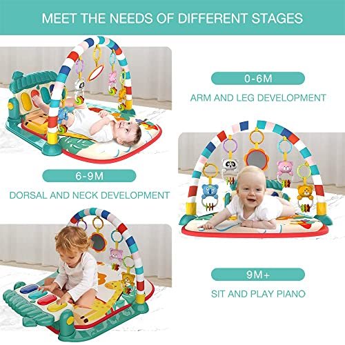 Amitasha Musical Baby Gym Play Mat Musical Activity Piano Toddler Play Gym Tummy Time Padded Mat for Newborn Infants