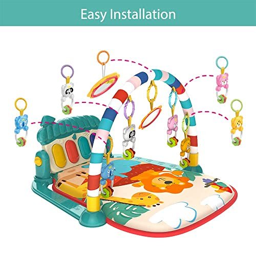 Amitasha Musical Baby Gym Play Mat Musical Activity Piano Toddler Play Gym Tummy Time Padded Mat for Newborn Infants