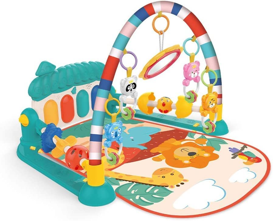 Harinder Baby Musical Baby Gym Play Mat Musical Activity Piano Toddler Play Gym Tummy Time Padded Mat for Newborn Infants