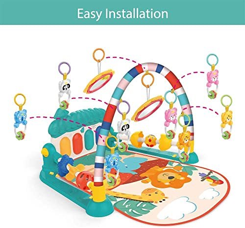 Harinder Baby Musical Baby Gym Play Mat Musical Activity Piano Toddler Play Gym Tummy Time Padded Mat for Newborn Infants