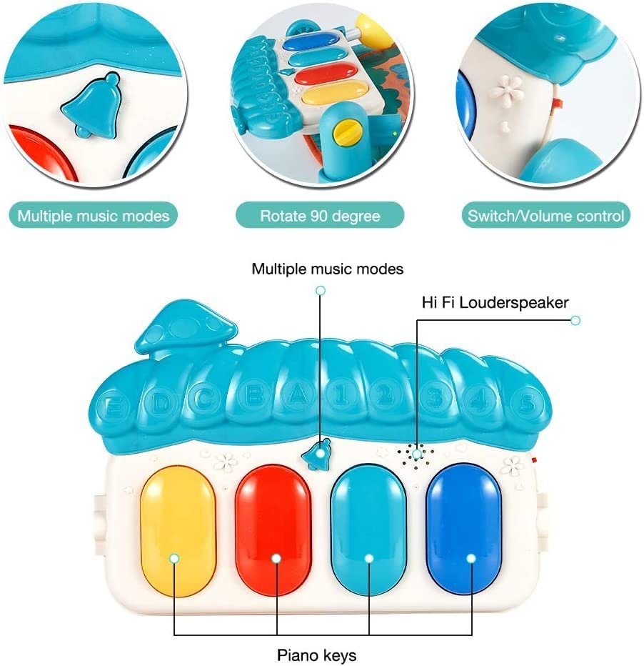 Harinder Baby Musical Baby Gym Play Mat Musical Activity Piano Toddler Play Gym Tummy Time Padded Mat for Newborn Infants