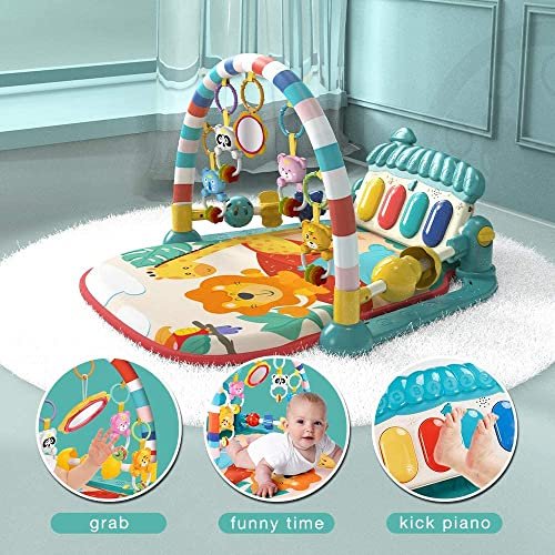Harinder Baby Musical Baby Gym Play Mat Musical Activity Piano Toddler Play Gym Tummy Time Padded Mat for Newborn Infants