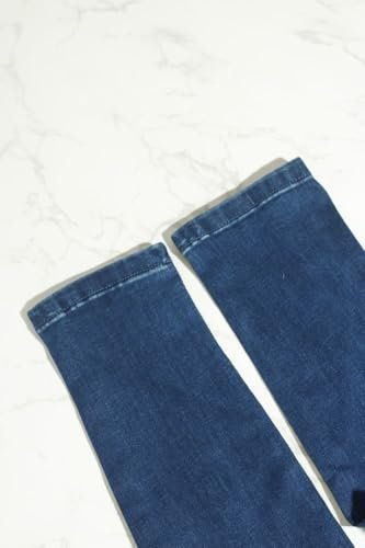 bunca Women's Jeans (UAE/KSA, Pelvic Waist, Large, 20, Blue with White Coffe)