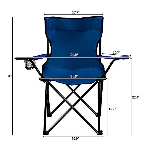 Rubik Folding Beach Chair Foldable Camping Chair with Carry Bag for Adult, Lightweight Folding High Back Camping Chair for Outdoor Camp Beach Travel Picnic Hiking (Navy Blue)