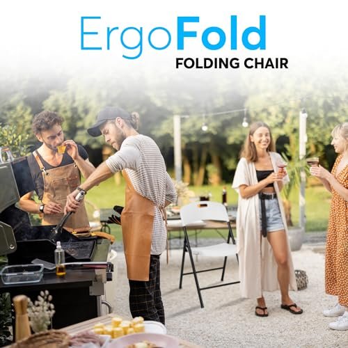 Oline Folding Chair, Indoor Outdoor Plastic Commercial Stackable Foldable Guest Chairs for Events Office Wedding Party Picnic Kitchen Dining, 350lb Capacity (White, 1 Pack)