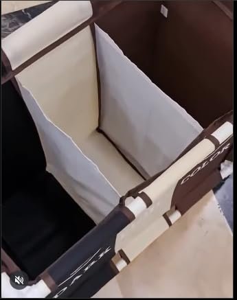 سلة غسيل BUNCA بثلاث أقسام مع عجلات دوارة وغطاء مقاوم للغبار – عربة فرز الغسيل للمنزل والحمام 64×35×60 سم (بني X بيج X اسود (رموز انجليزي))