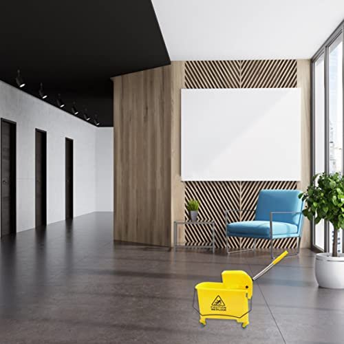Side Press Wringer Mop Bucket Commercial Mop Bucket on Wheels 20L for Home Mall Floor Cleaning Plastic Wheel