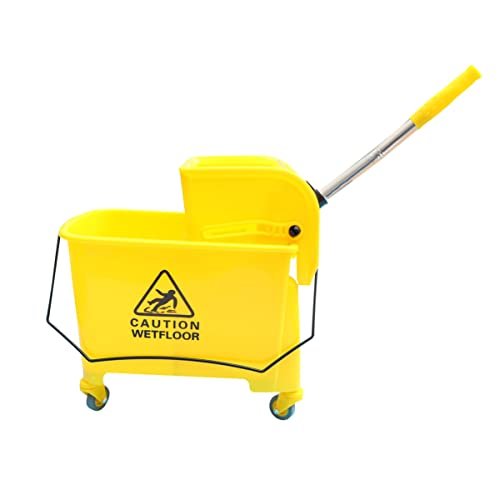 Side Press Wringer Mop Bucket Commercial Mop Bucket on Wheels 20L for Home Mall Floor Cleaning Plastic Wheel