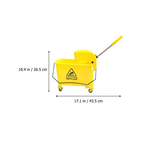 Side Press Wringer Mop Bucket Commercial Mop Bucket on Wheels 20L for Home Mall Floor Cleaning Plastic Wheel