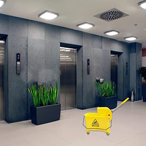 Side Press Wringer Mop Bucket Commercial Mop Bucket on Wheels 20L for Home Mall Floor Cleaning Plastic Wheel