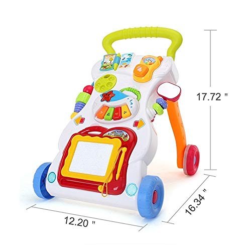 Toyshine musical my first step push and pull baby activity walker with interactive toys - big (Multicolor)