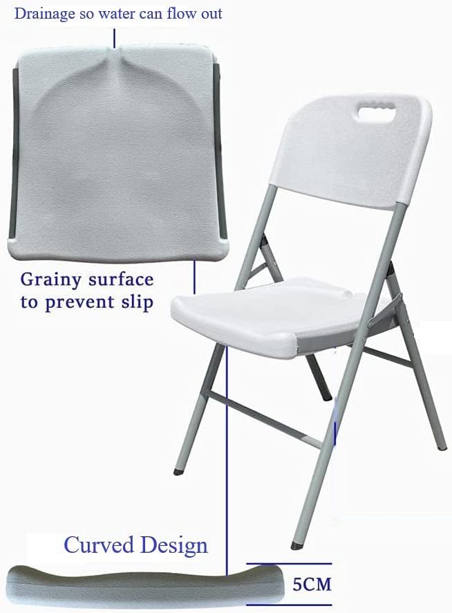 ECVV Folding Plastic Chair Molded Seat & Back Stackable Indoor Outdoor, Steel Frame, Heavy Duty, Used for Party, Garden, Patio, Dining, Wedding, Camping, Events…