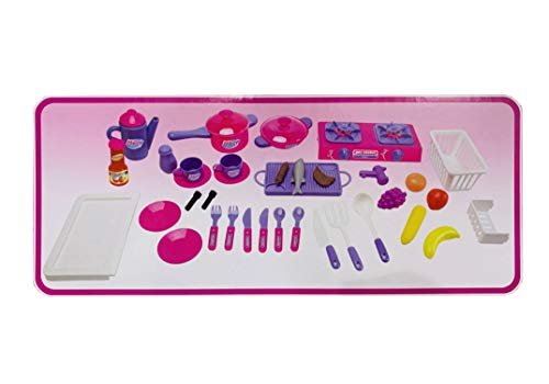 Value Smash Kitchen Set for Girls, Play Kitchen Set and Accessories Girls - 36 Pieces and Big Table