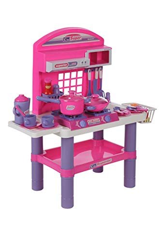 Value Smash Kitchen Set for Girls, Play Kitchen Set and Accessories Girls - 36 Pieces and Big Table