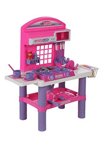 Value Smash Kitchen Set for Girls, Play Kitchen Set and Accessories Girls - 36 Pieces and Big Table