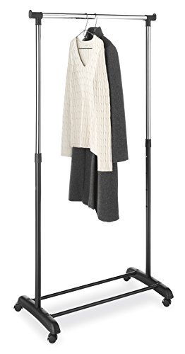 Whitmor Black and Chrome Adjustable Garment Rack-Rolling Clothes Organizer