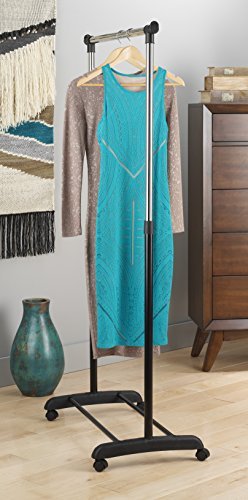 Whitmor Black and Chrome Adjustable Garment Rack-Rolling Clothes Organizer