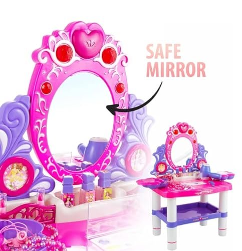 Beauty Dresser Vanity MakEUp Play Set Girls Dressing Table With Mirror And MUSic