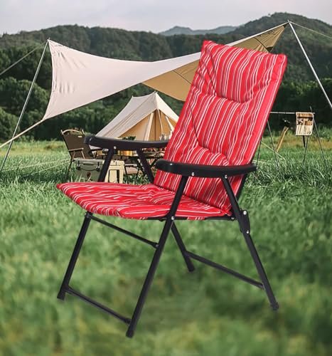 APAP Folding Beach Chair，Camping Chair for Adults，Lightweight Portable Backpack Chair with Hard Armrest,for Outdoor/Lawn/Trip/Picnic (Red, 70 * 59 * 91cm)