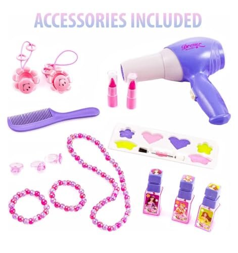 16 Piece Beauty Vanity Table Play Set Makeup with Mirror Table and Music bunca