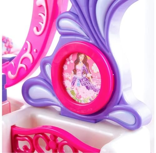 16 Piece Beauty Vanity Table Play Set Makeup with Mirror Table and Music bunca