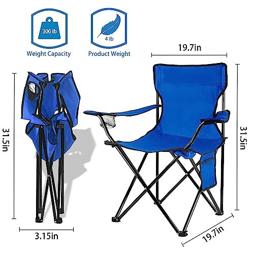 Damei century Folding Camping Chairs-Lightweight Portable Beach Lawn Outdoor Sports Chair 2pcs Blue