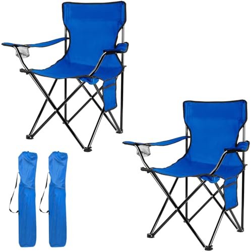 Damei century Folding Camping Chairs-Lightweight Portable Beach Lawn Outdoor Sports Chair 2pcs Blue