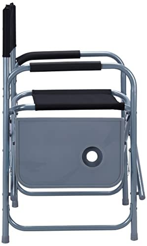 ALSafi-EST Folding Chair For Camping And Trips With Side Table, Black/Gray