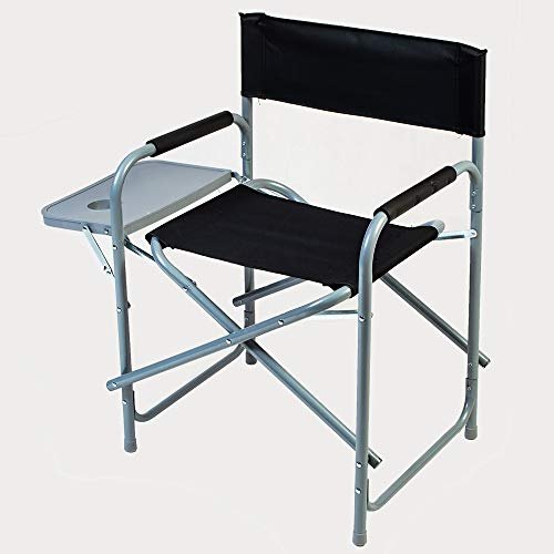 ALSafi-EST Folding Chair For Camping And Trips With Side Table, Black/Gray