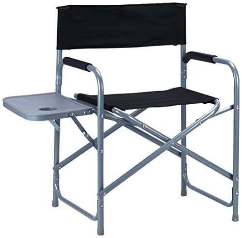 ALSafi-EST Folding Chair For Camping And Trips With Side Table, Black/Gray