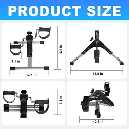 DUCHIC Pedal Exerciser Bike Drive Exercise Peddler Digital Foldable Mini Floor Foot Leg Fitness Pedal Under Desk Exercise Equipment Arm Leg Foot Peddler Exercise