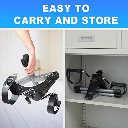 DUCHIC Pedal Exerciser Bike Drive Exercise Peddler Digital Foldable Mini Floor Foot Leg Fitness Pedal Under Desk Exercise Equipment Arm Leg Foot Peddler Exercise