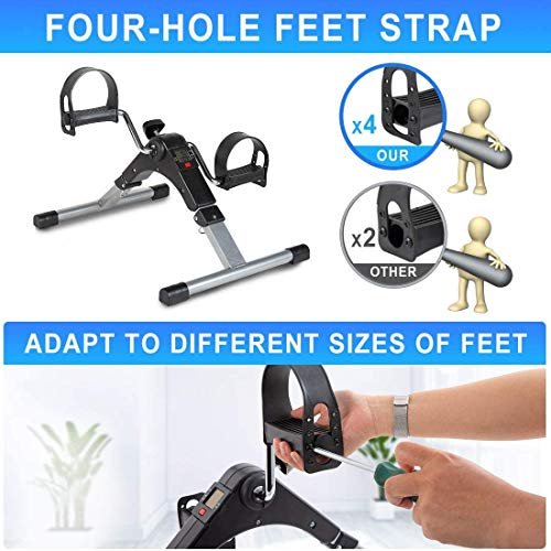 DUCHIC Pedal Exerciser Bike Drive Exercise Peddler Digital Foldable Mini Floor Foot Leg Fitness Pedal Under Desk Exercise Equipment Arm Leg Foot Peddler Exercise