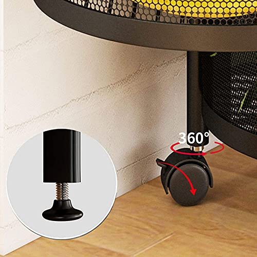 PEALOV Rotating Multi-Layer Kitchen Shelf, 5-Tier Fruit & Vegetable Rack, Black Carbon Steel, Modern Design, 360° Movable, 50kg Capacity