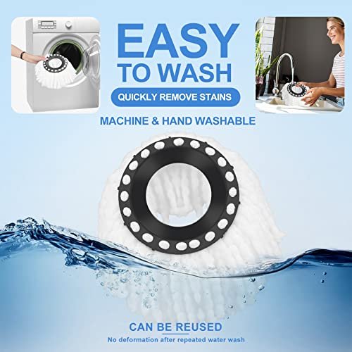 Meten 3 Pack Spin Mop Replacement Head, Microfiber Mop Head Refills Round Shape Standard Size, Hurricane Rotating Mop Replacement Head is Easy to Clean