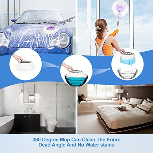 Meten 3 Pack Spin Mop Replacement Head, Microfiber Mop Head Refills Round Shape Standard Size, Hurricane Rotating Mop Replacement Head is Easy to Clean