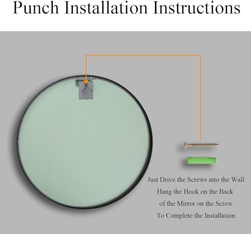 bunca round wall mirror for home decor and bathroom with black metal frame size 40 * 40